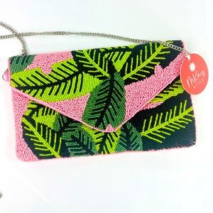 Pink Tropical Hand Beaded Clutch Purse